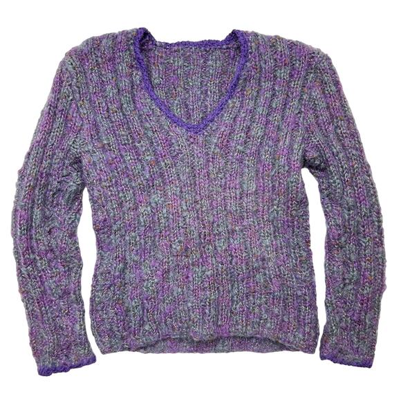 Handmade Purple Mohair knit sweater size M - Picture 1 of 5